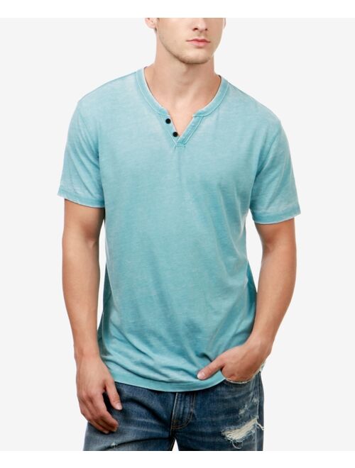 LUCKY BRAND Men's Burnout Button Notch Short Sleeve Tshirt