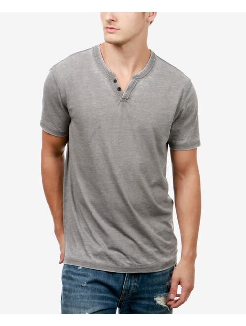 LUCKY BRAND Men's Burnout Button Notch Short Sleeve Tshirt