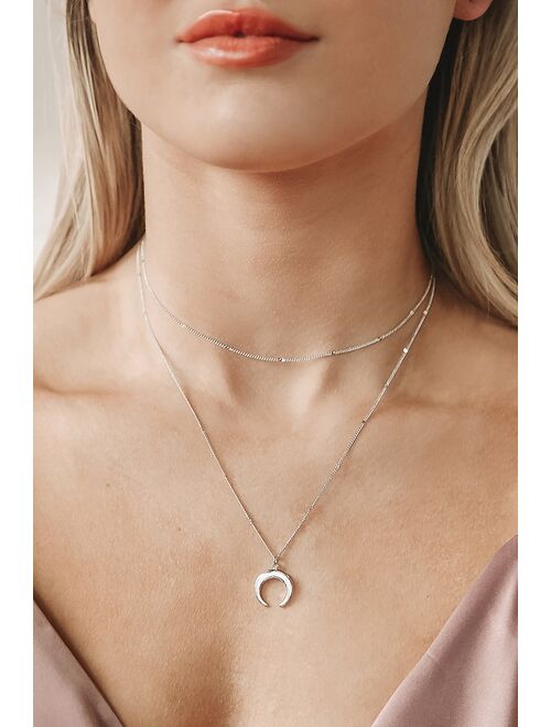 Lulus Hopeful Moments Gold Moon Layered Necklace