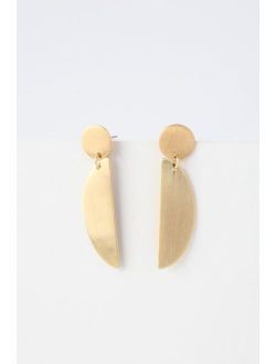 New Moon Brushed Gold Earrings