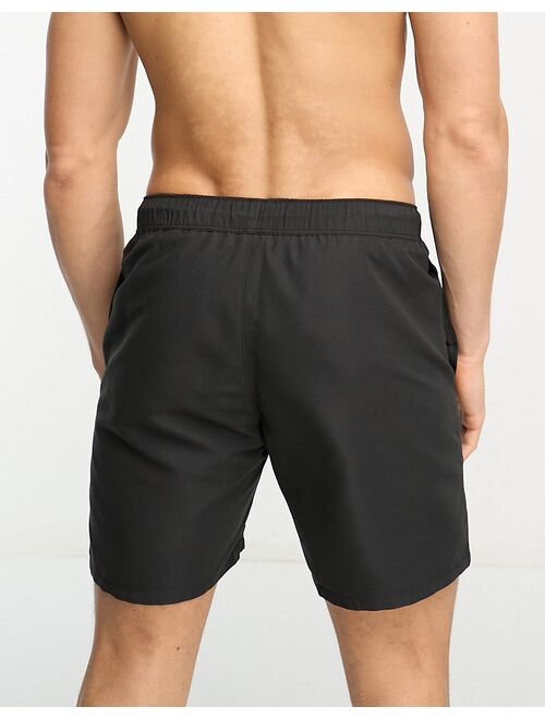 ASOS DESIGN swim shorts in mid length in black