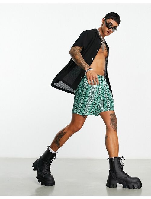 ASOS DESIGN swim shorts in short length with pattern print