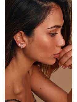 Set the Bar Gold Rhinestone Stud Earring Set