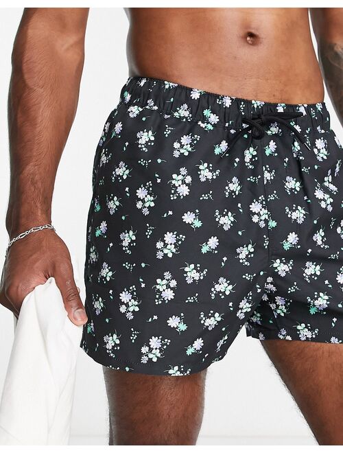 ASOS DESIGN swim shorts in short length in floral print