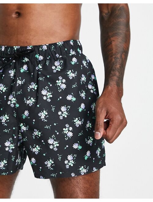 ASOS DESIGN swim shorts in short length in floral print