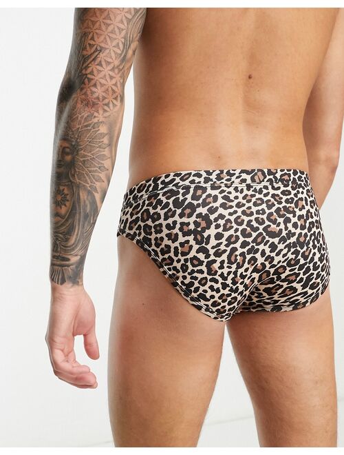 ASOS DESIGN swim briefs in leopard print