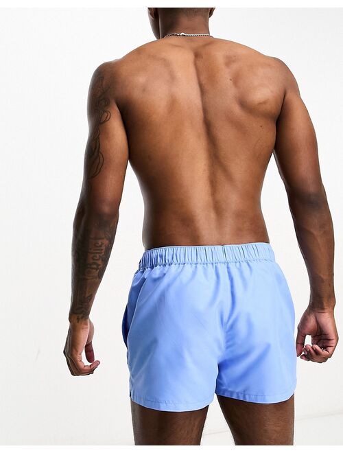 ASOS DESIGN swim shorts in super short length in blue