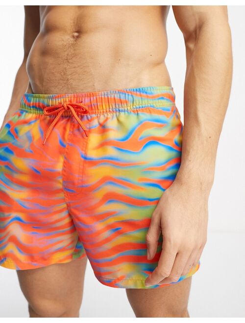 ASOS DESIGN swim shorts in short length in animal print