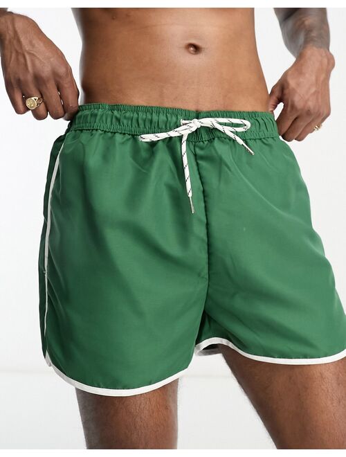 New Look runner swim shorts in dark green