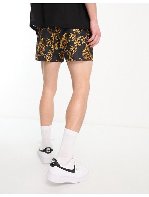 ASOS DESIGN swim shorts in short length in baroque print