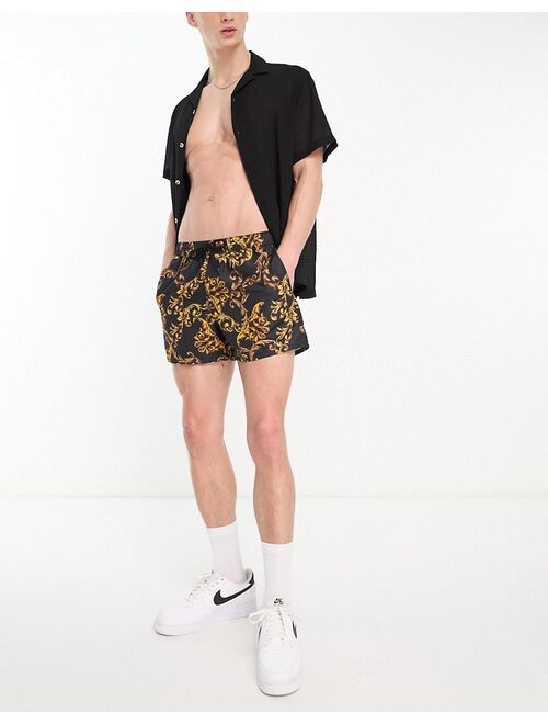 ASOS DESIGN swim shorts in short length in baroque print