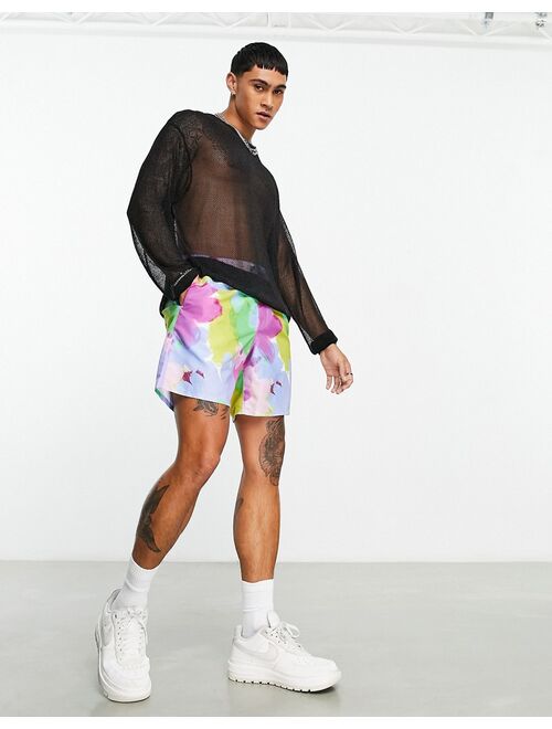 ASOS DESIGN swim shorts in mid length in abstract floral print