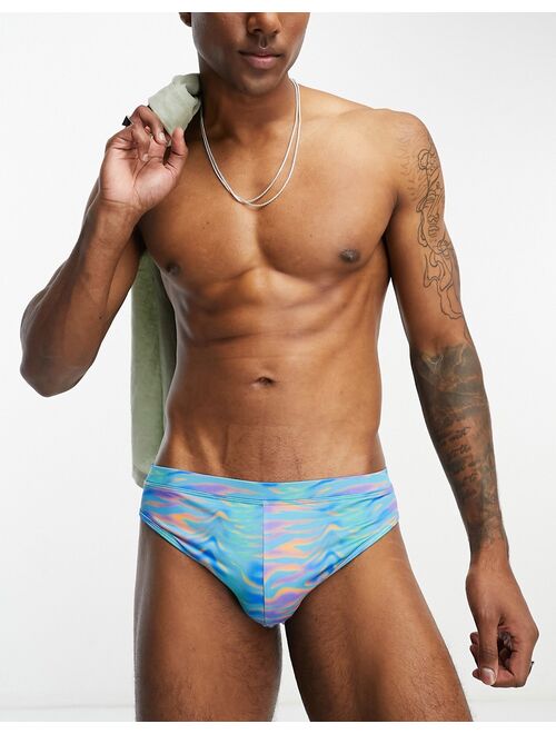 ASOS DESIGN swim trunks in tiger print