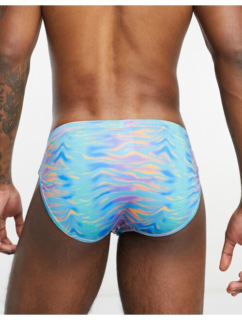 ASOS DESIGN swim trunks in tiger print