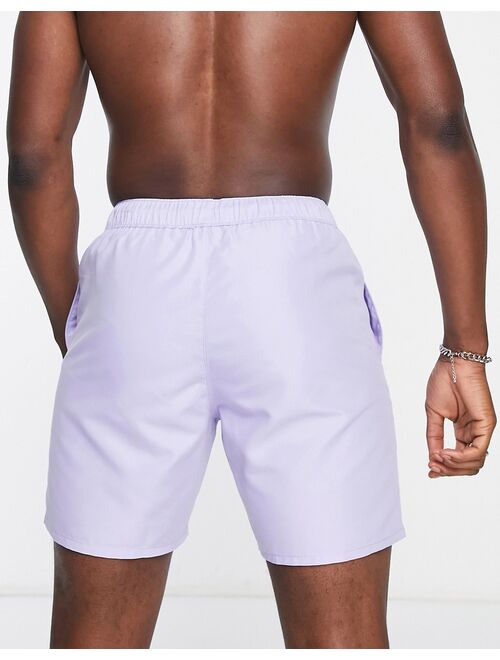 ASOS DESIGN swim shorts in mid length in lilac