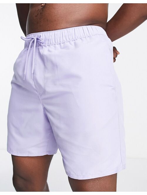 ASOS DESIGN swim shorts in mid length in lilac