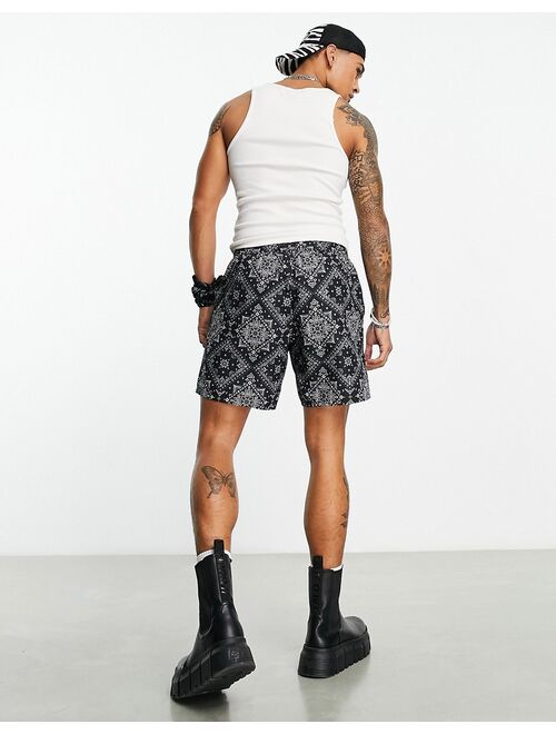 ASOS DESIGN swim shorts in mid length in bandana print