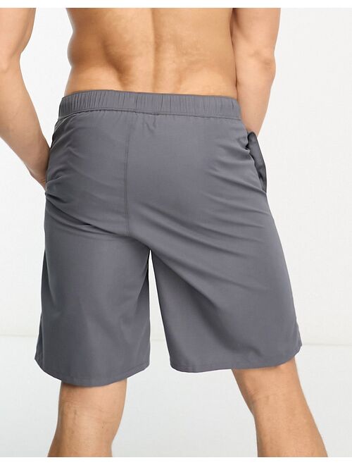 ASOS DESIGN swim shorts in long length in gray