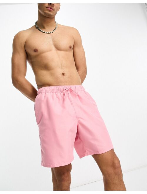 ASOS DESIGN swim shorts in mid length in pink