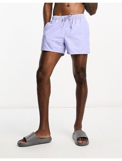 ASOS DESIGN swim shorts in short length in lilac