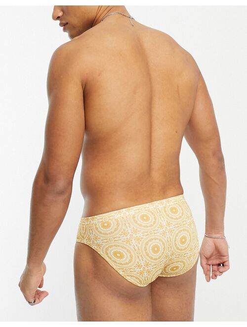 ASOS DESIGN swim briefs in baroque print