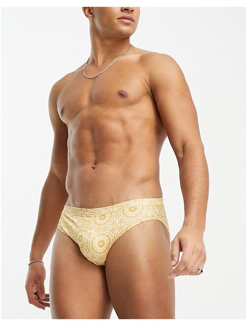 ASOS DESIGN swim briefs in baroque print