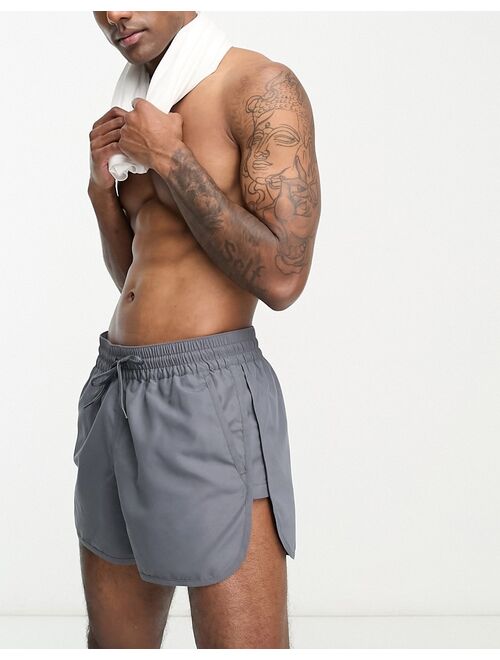 ASOS DESIGN swim shorts in super short length in charcoal