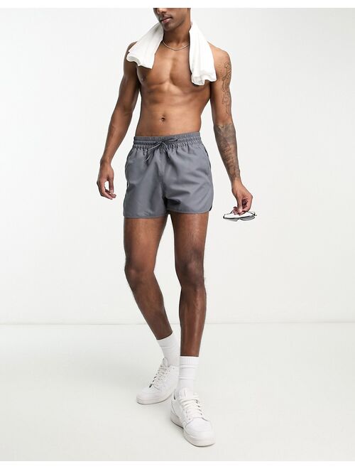 ASOS DESIGN swim shorts in super short length in charcoal