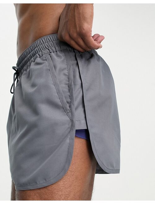 ASOS DESIGN swim shorts in super short length in charcoal