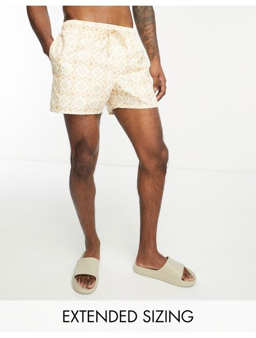 ASOS DESIGN swim shorts in short length in tile print