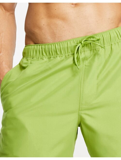 ASOS DESIGN swim shorts in mid length in khaki