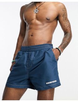 contrast stitch swim short in navy