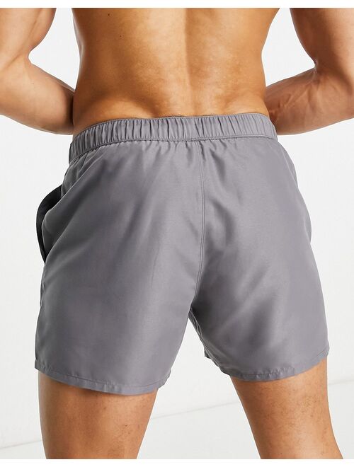 ASOS DESIGN swim shorts in short length in charcoal