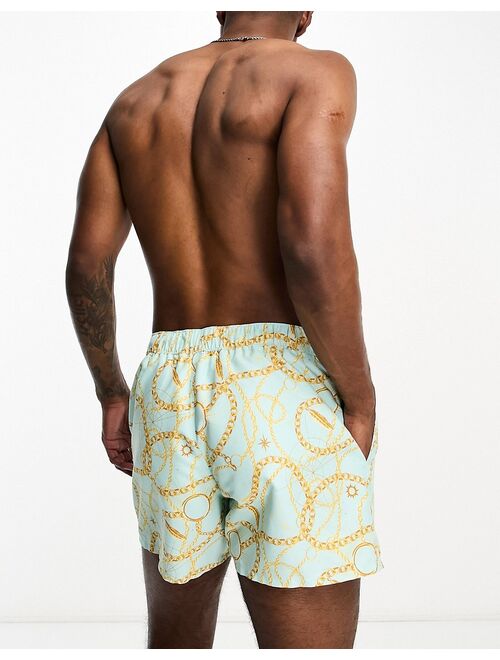 ASOS DESIGN swim shorts in short length in baroque print