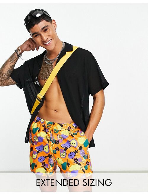 ASOS DESIGN swim shorts in short length in fruit print