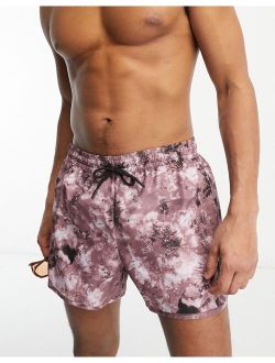 Weekday tan printed swim shorts in burgundy