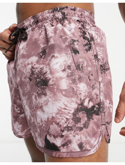 Weekday tan printed swim shorts in burgundy