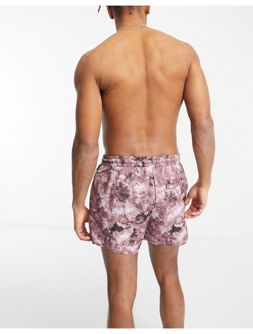 Weekday tan printed swim shorts in burgundy