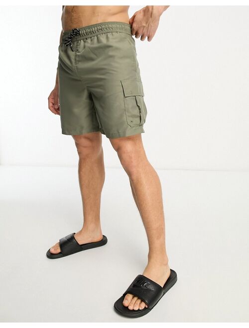 New Look cargo swim shorts in khaki