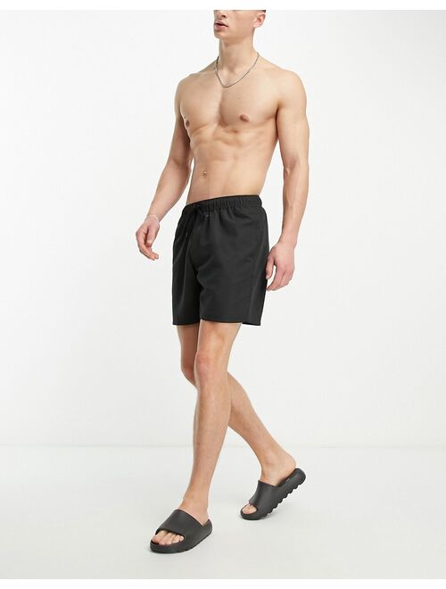 ASOS DESIGN 3 pack swim shorts in mid length in black/white/orange SAVE