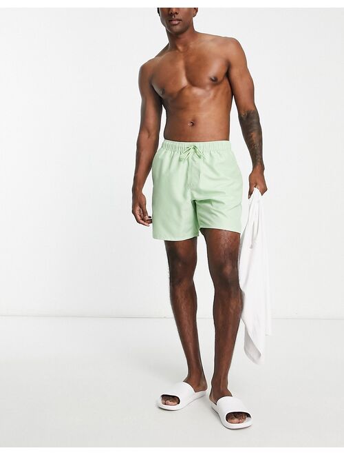 ASOS DESIGN 2 pack swim shorts in mid length in green/blue SAVE