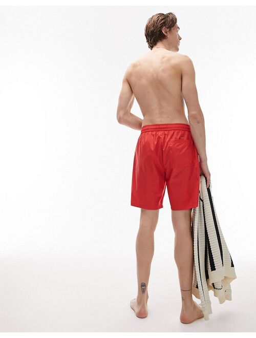 Topman longline swim shorts in red