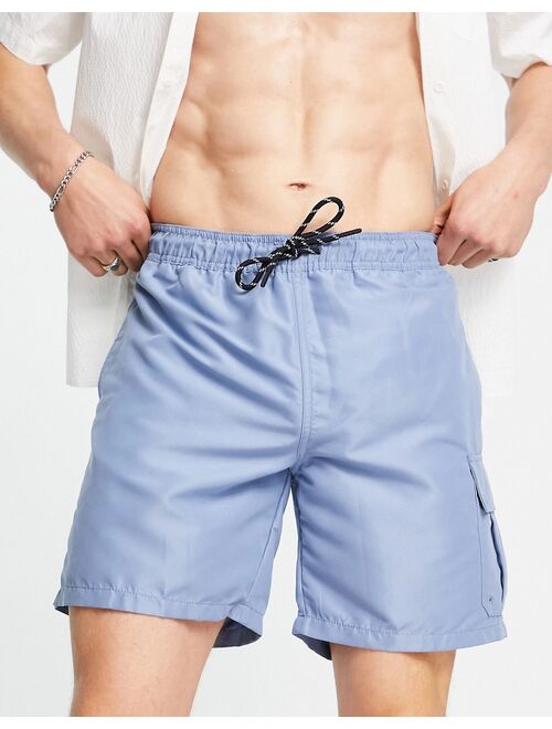 New Look longer length swim cargos in in light blue