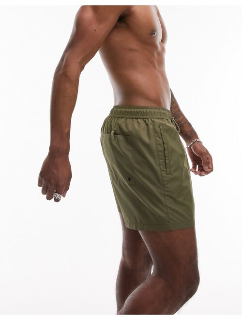 Topman swim shorts in olive