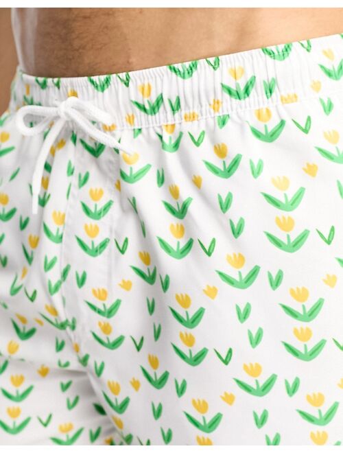 ASOS DESIGN swim shorts in short length in flower print