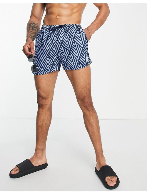 Selected Homme swim shorts in navy diamond print