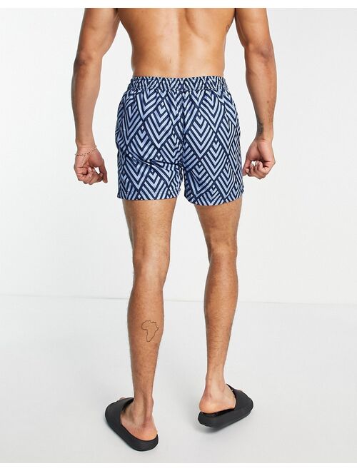 Selected Homme swim shorts in navy diamond print