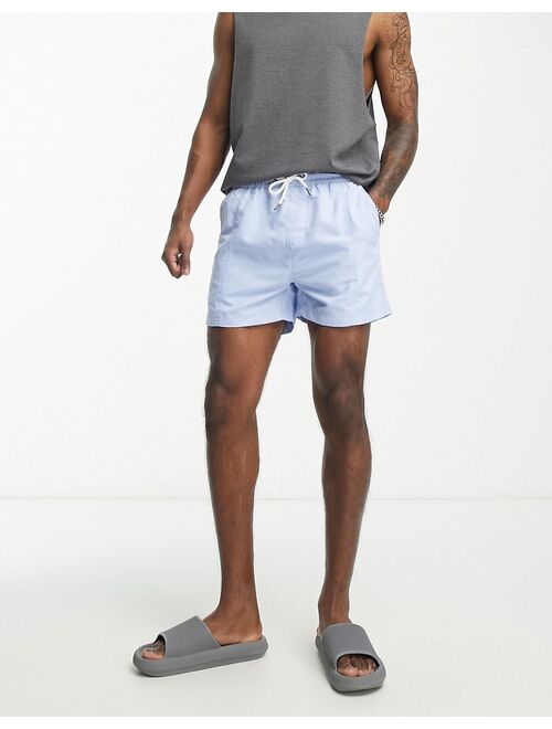 Another Influence front seam detail swim shorts in blue