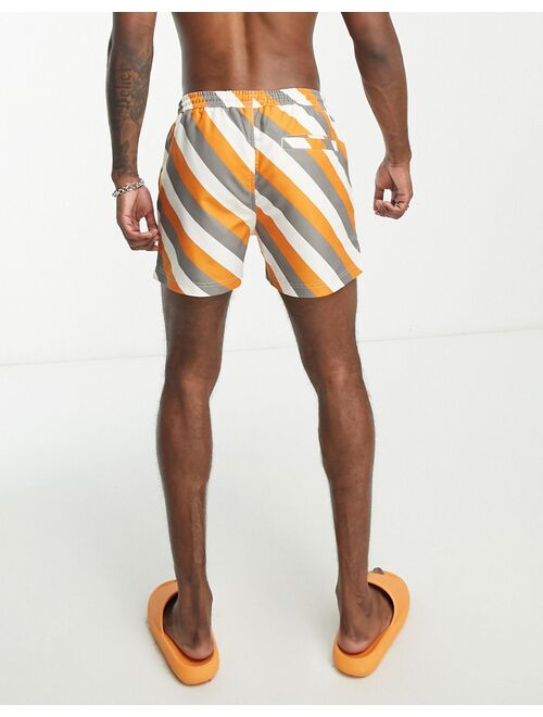 Another Influence striped swim shorts in white