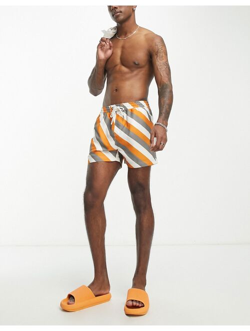 Another Influence striped swim shorts in white